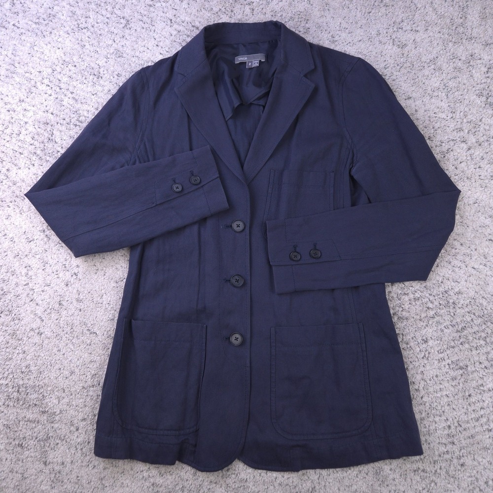 Vince Jacket Blazer Womens Size 2 Button Charcoal Gray Lightweight Wool Blend
